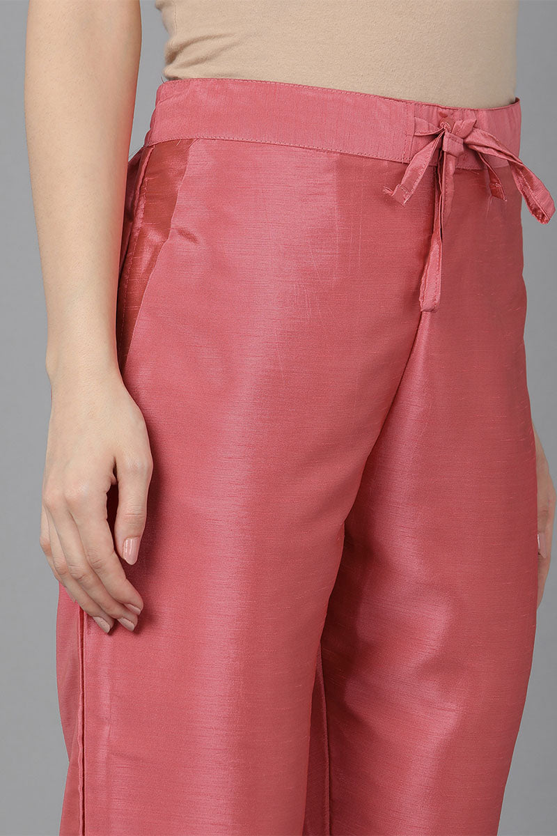 Women's Poly Silk Yoke Design Kurta Pants With Dupatta
