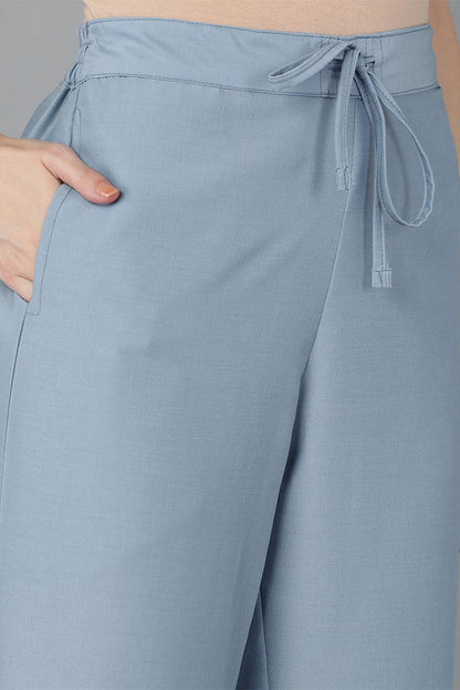 Women's Silk Blend Yoke Design Kurta Pants With Dupatta