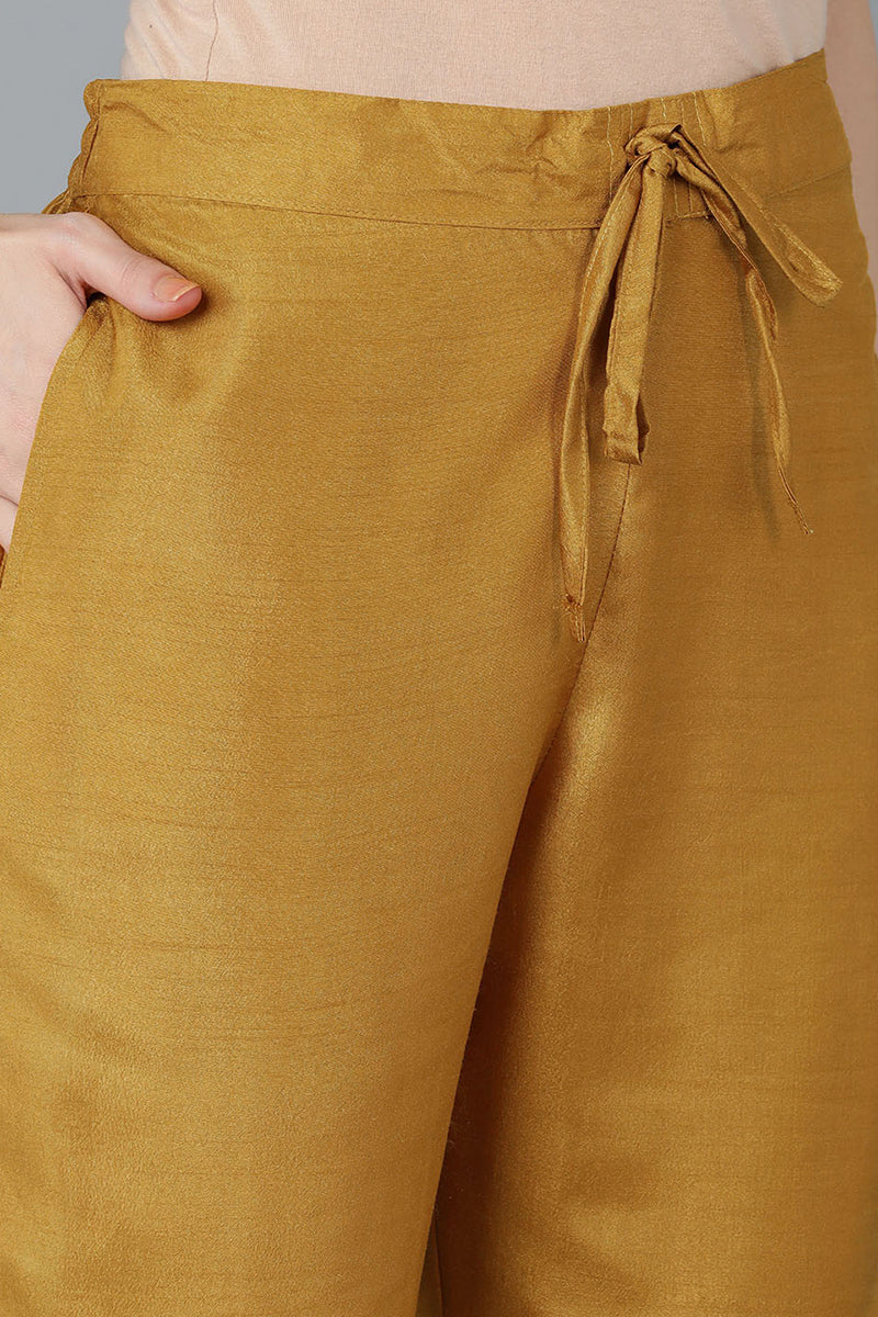 Women's Silk Blend Solid Kurta Pants With Dupatta