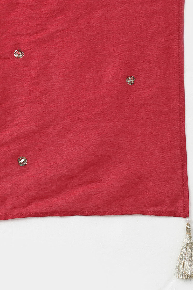 Women's Silk Blend Solid Kurta Pants With Dupatta