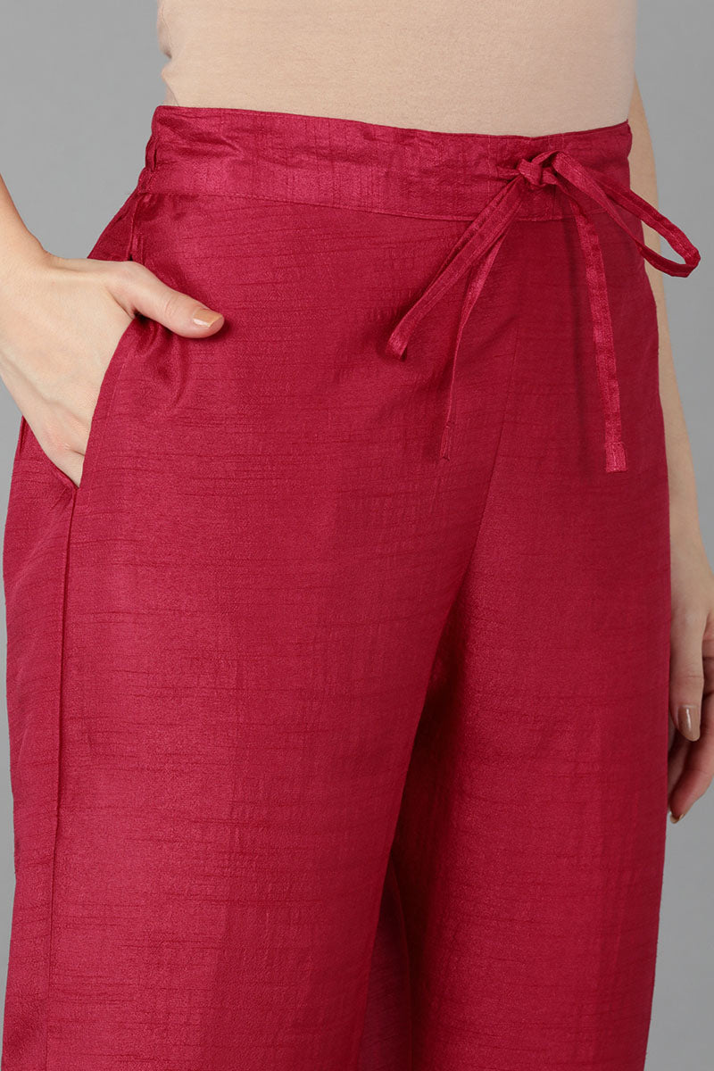 Women's Poly Silk Yoke Design Sequinned Kurta Pants With Dupatta
