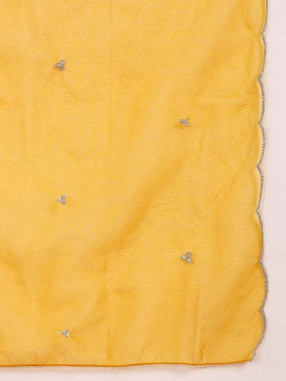 Women's Poly Silk Yoke Design Sequinned Kurta Pants With Dupatta