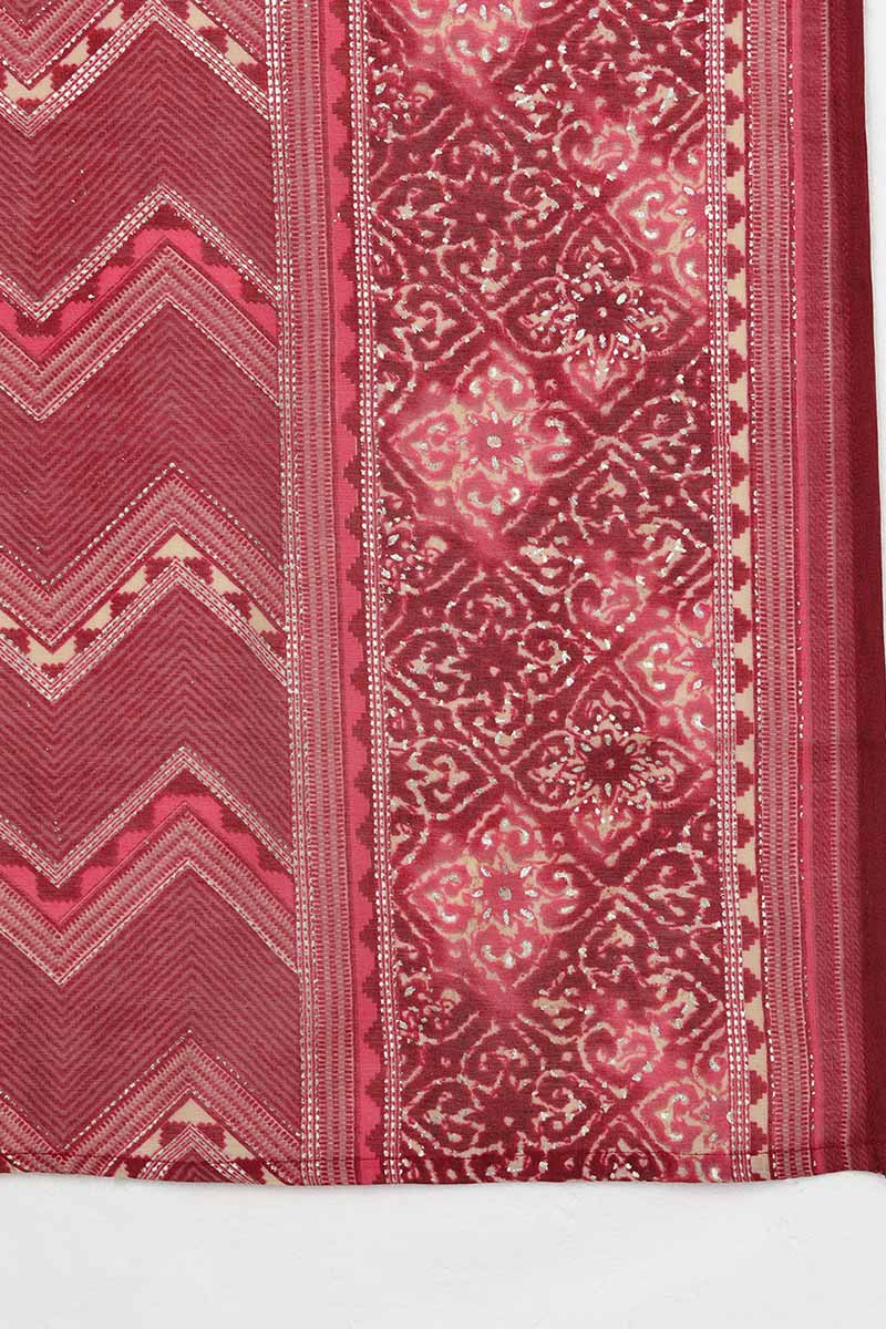 Women's Chanderi Silk Yoke Design Abstract Printed Kurta Pant With Dupatta