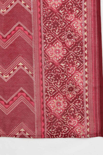 Women's Chanderi Silk Yoke Design Abstract Printed Kurta Pant With Dupatta