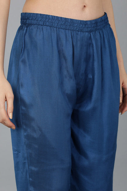 Women's Chanderi Silk Floral Printed Kurta Pant With Dupatta