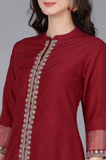 Women's Silk Blend Embroidered Solid Kurta Pant With Dupatta