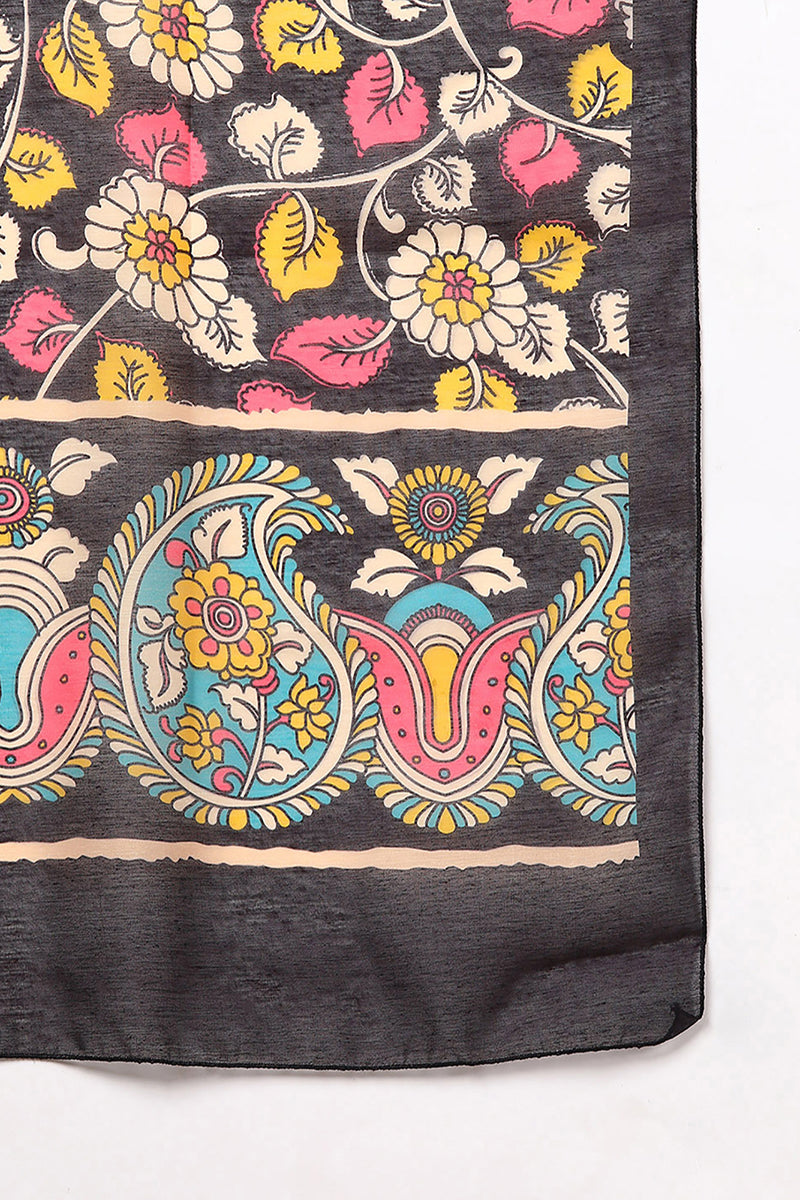 Women's Silk Blend Yoke Design Kurta Pant With Dupatta