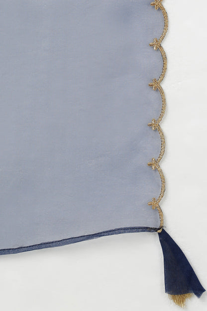 Women's Silk Blend Embroidered Solid Kurta Pant With Dupatta