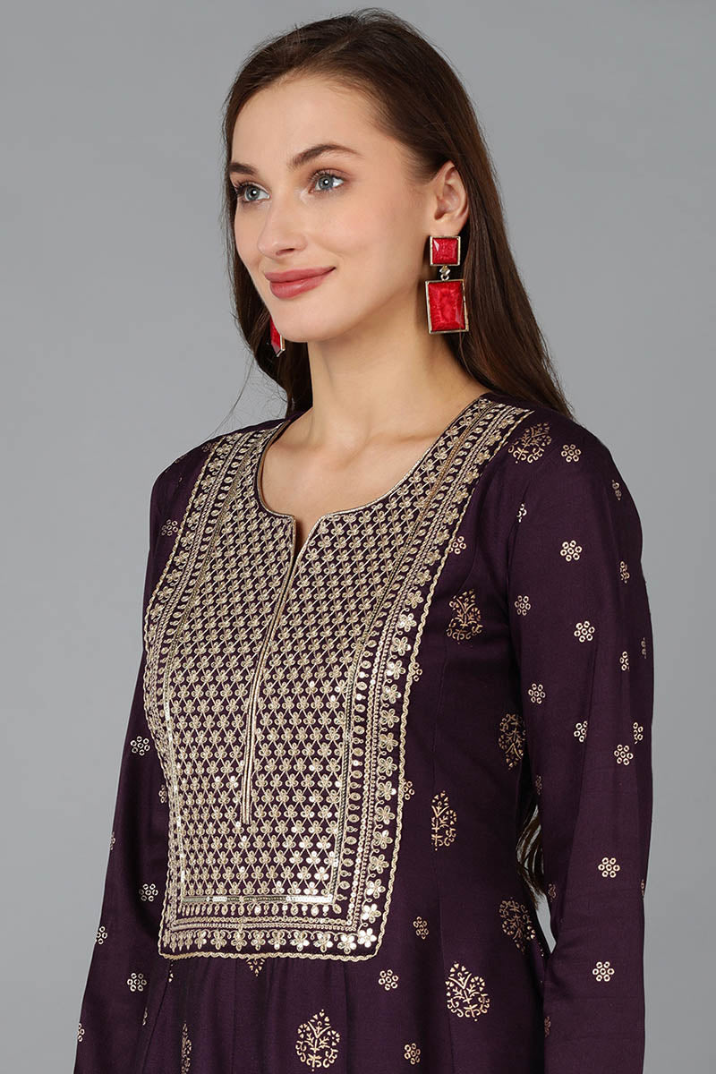 Women's Silk Blend Embroidered Woven Design Kurta Pant With Dupatta