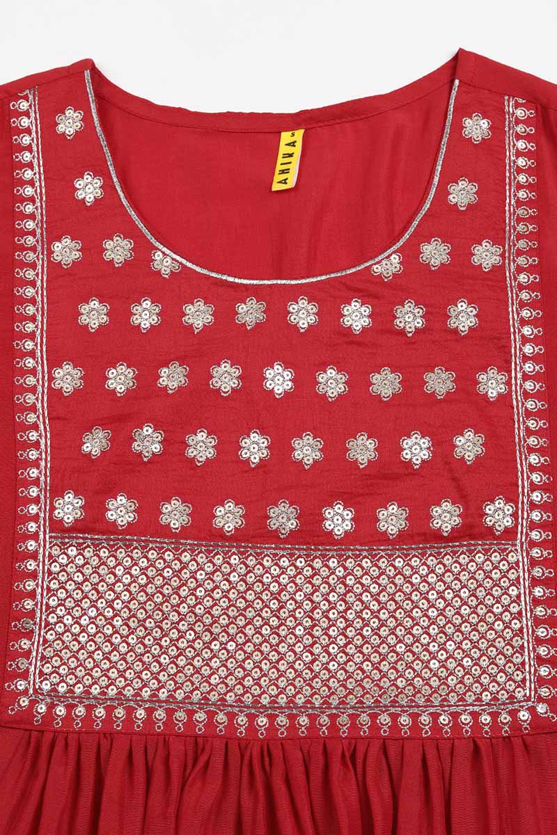 Women's Silk Blend Embroidered Solid Kurta Pant With Dupatta