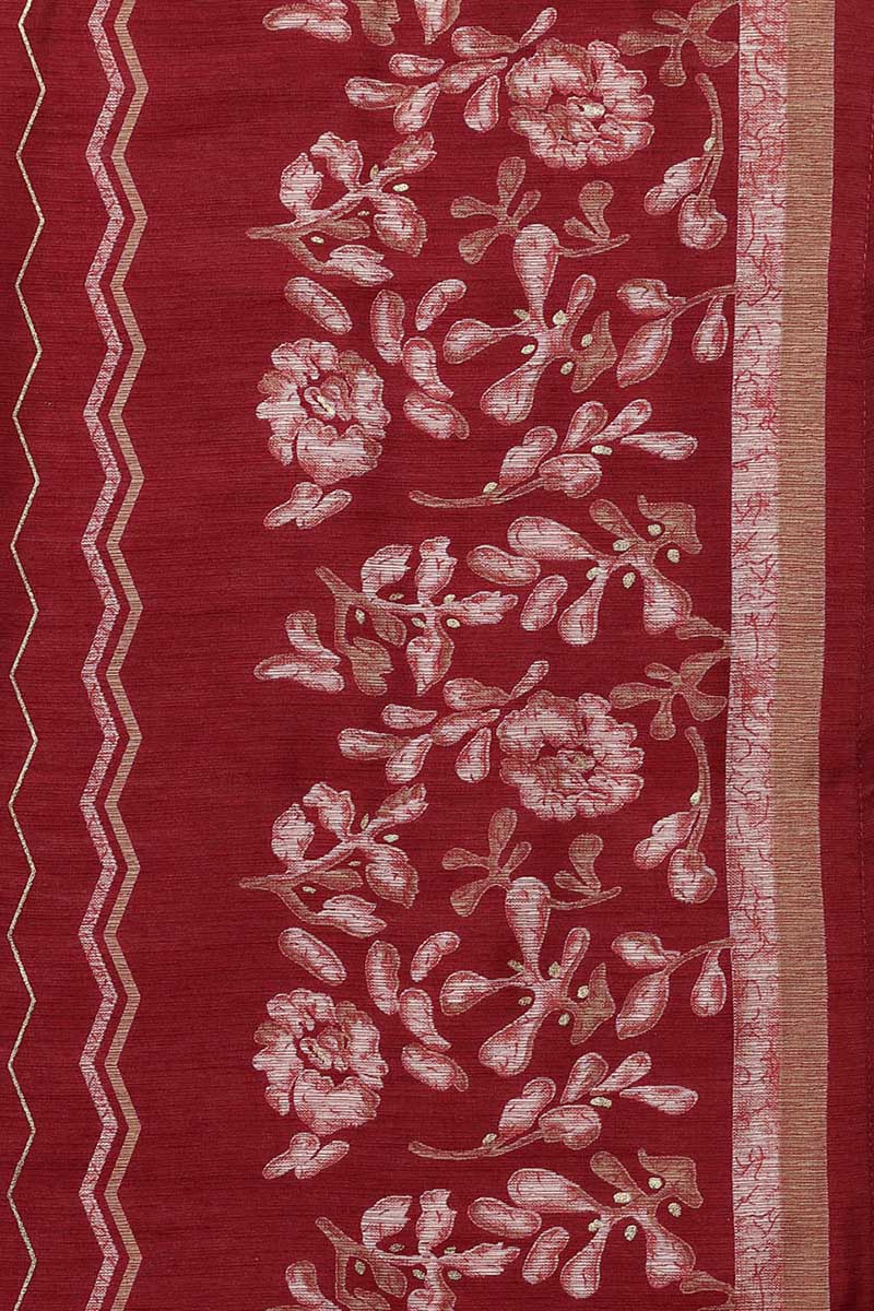 Women's Silk Blend Embroidered Floral Printed Kurta Pant With Dupatta