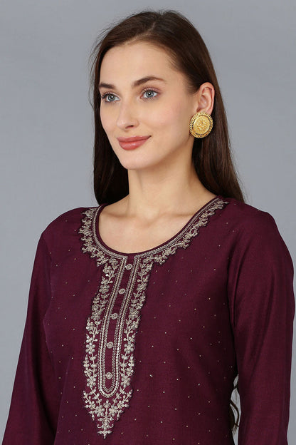 Women's Silk Blend Embroidered Kurta Pant With Dupatta