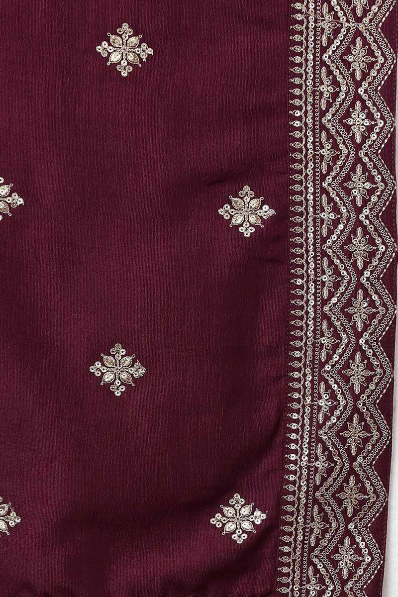 Women's Silk Blend Embroidered Kurta Pant With Dupatta