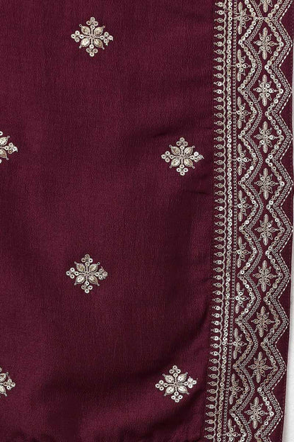 Women's Silk Blend Embroidered Kurta Pant With Dupatta