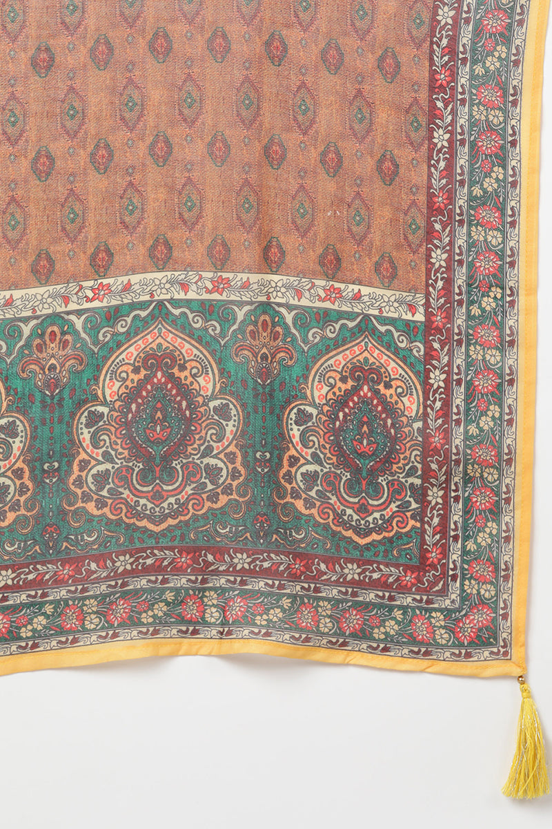 Women's Silk Blend Embroidered Kurta Pant With Dupatta