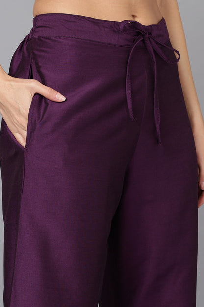 Women's Silk Blend Embroidered Kurta Pant With Dupatta