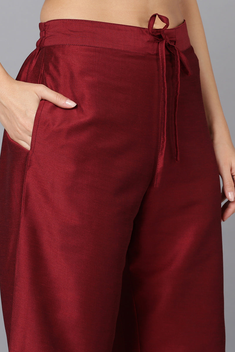 Women's Silk Blend Embroidered Kurta Pant With Dupatta