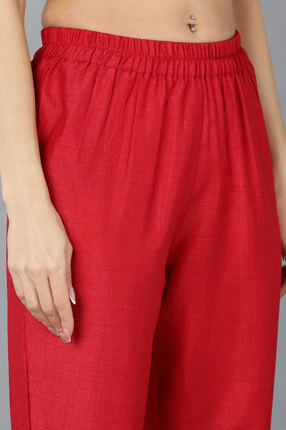 Women's Silk Blend Woven Design Kurta Pant With Dupatta