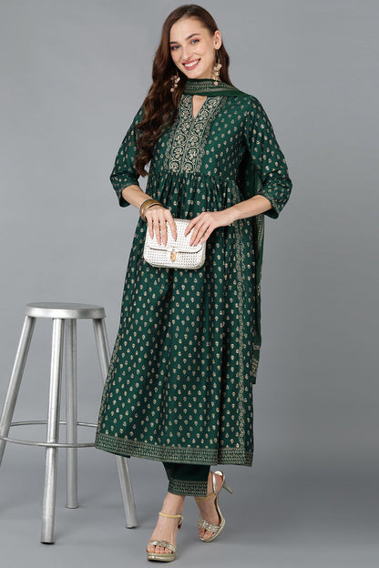 Women's Silk Blend Woven Design Kurta Pant With Dupatta