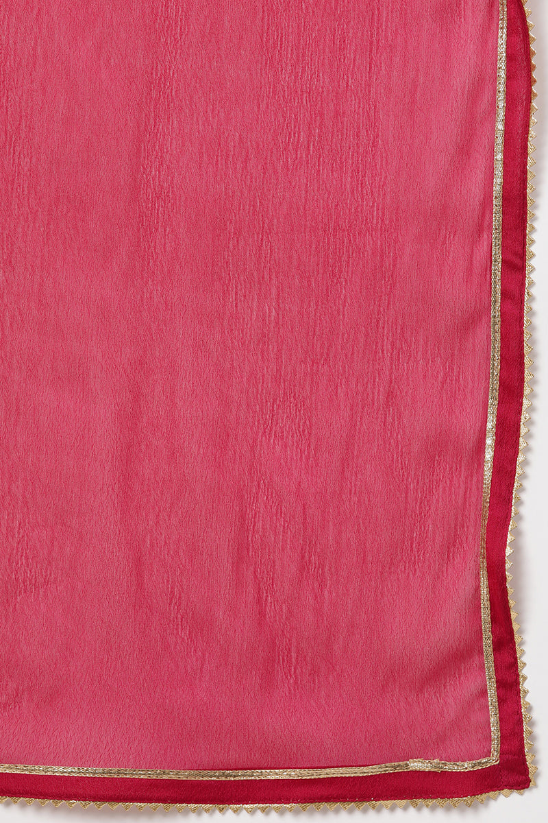 Women's Silk Blend Embroidered Kurta Pant With Dupatta