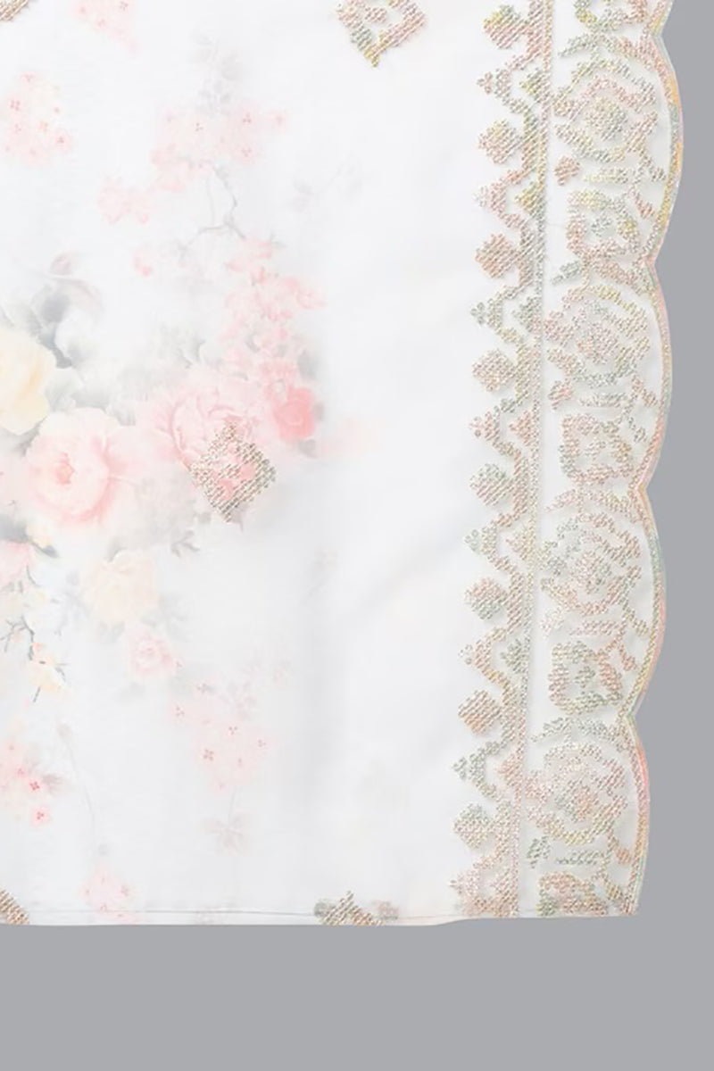 Women's Organza Embroidered Kurta Pants With Dupatta