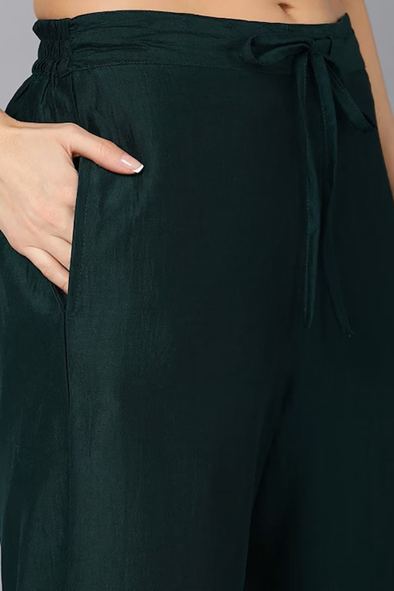 Women's Silk Blend Yoke Design Kurta Palazzos With Dupatta