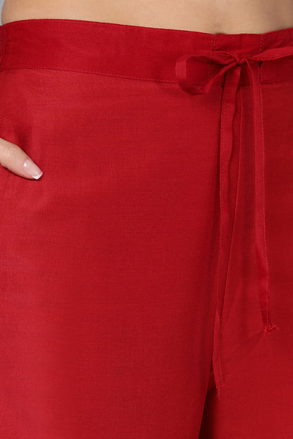 Women's Silk Blend Yoke Design Kurta Palazzos With Dupatta