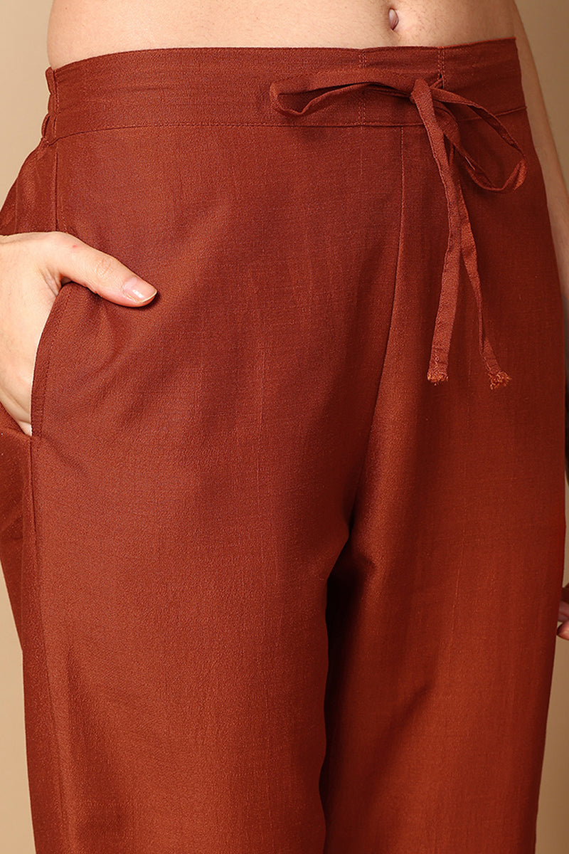 Women's Silk Blend Yoke Design Kurta Pants With Dupatta