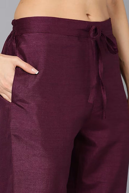 Women's Silk Blend Embroidered Kurta Pants With Dupatta