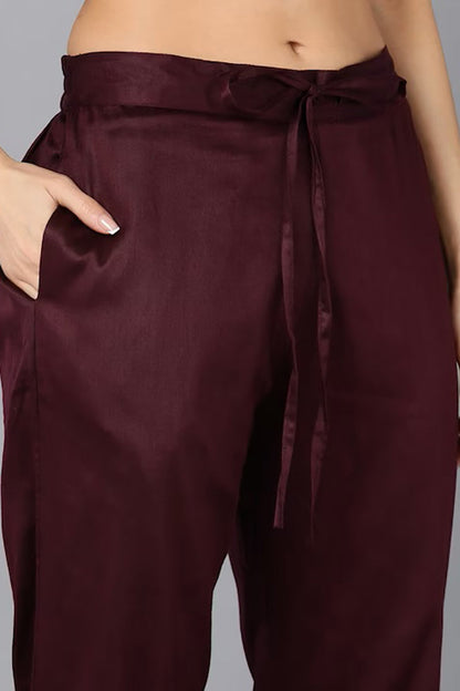 Women's Silk Blend Embroidered Kurta Pants With Dupatta