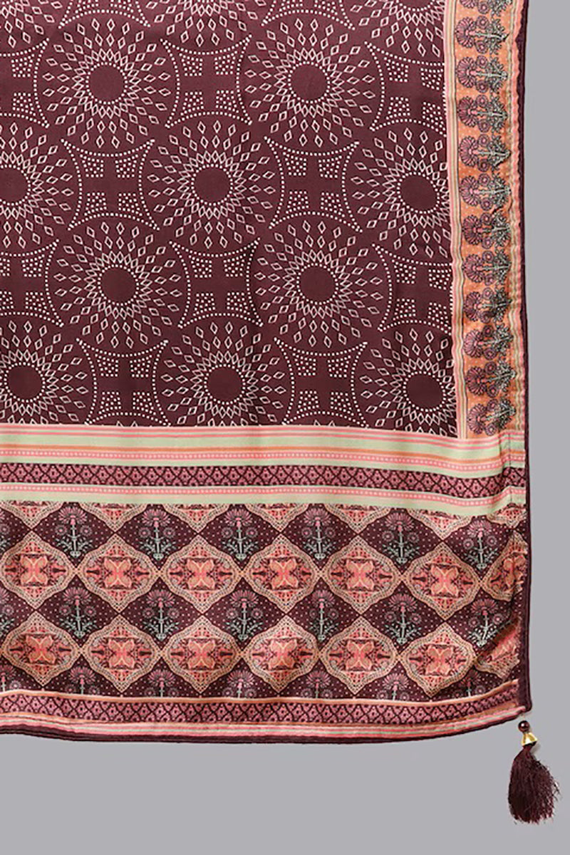 Women's Silk Blend Embroidered Kurta Pants With Dupatta