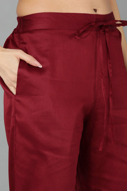 Women's Silk Blend Embroidered Ethnic Motifs Kurta Pants With Dupatta