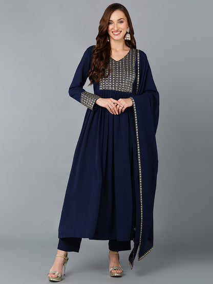 Women's Georgette Yoke Design Kurta Pant With Dupatta