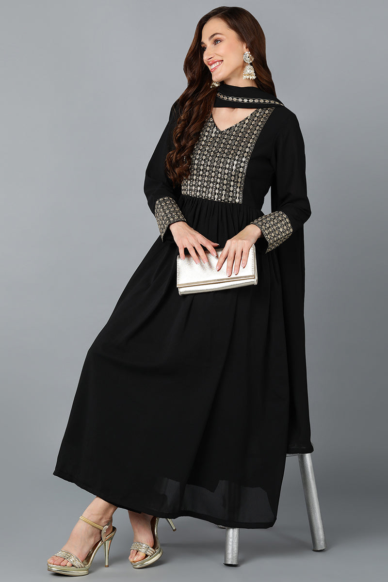 Women's Georgette Yoke Design Kurta Pant With Dupatta