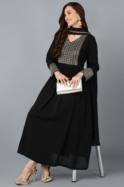Women's Georgette Yoke Design Kurta Pant With Dupatta
