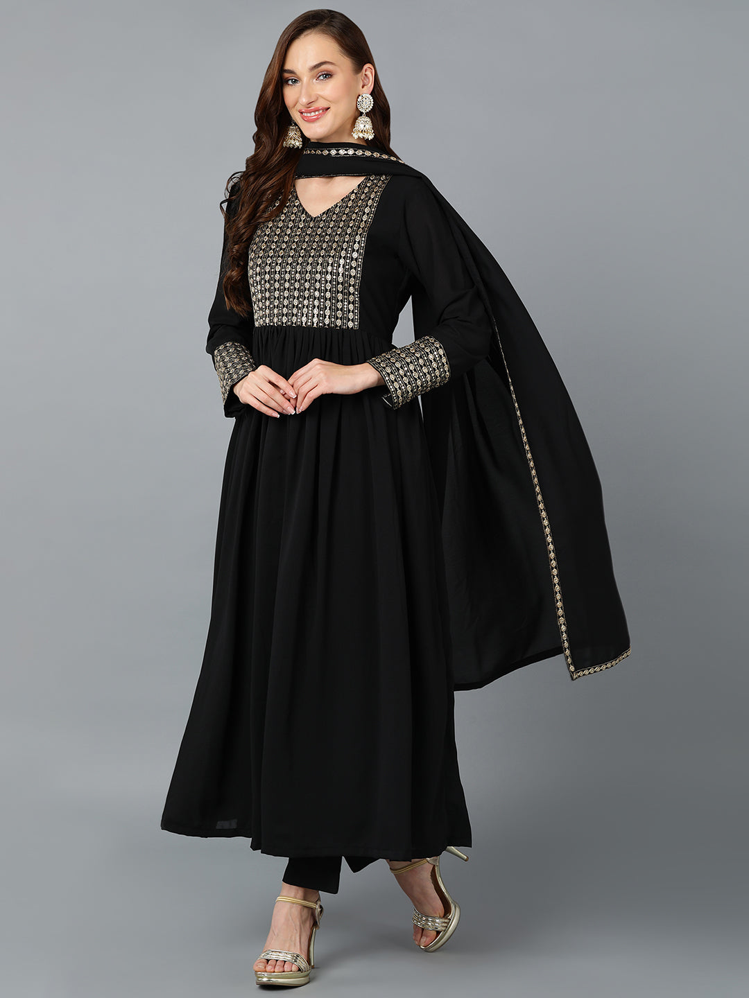 Women's Georgette Yoke Design Kurta Pant With Dupatta