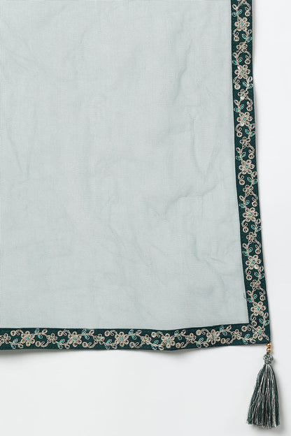 Women's Silk Blend Abstract Embroidered Kurta Sharara With Dupatta