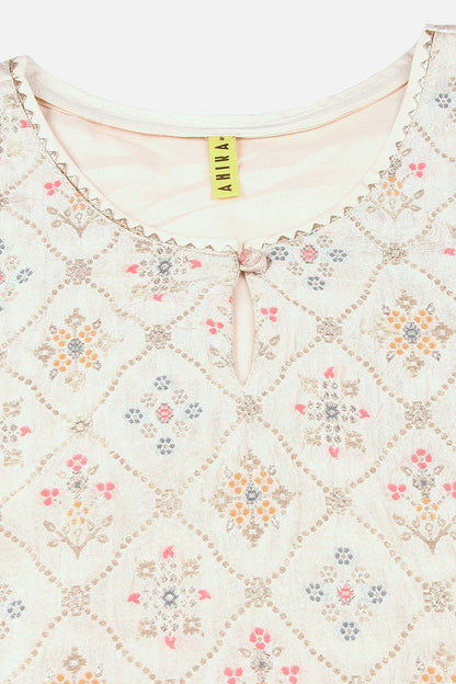 Women's Silk Blend Mint Green Jacquard Suit Set