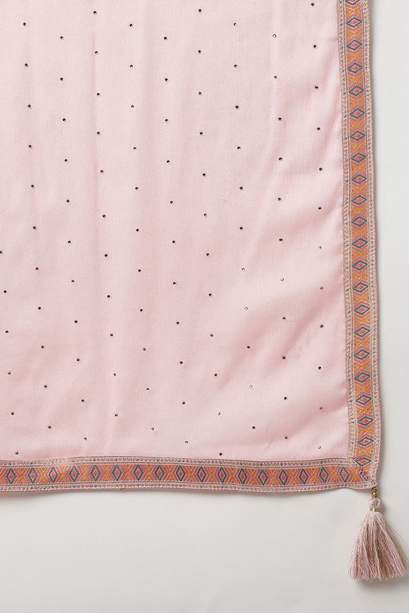 Women's Silk Blend Blush-Pink Jacquard Festive Wear Suit Set