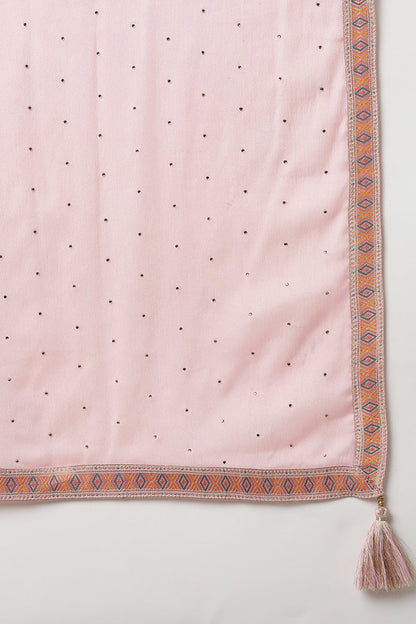 Women's Silk Blend Blush-Pink Jacquard Festive Wear Suit Set