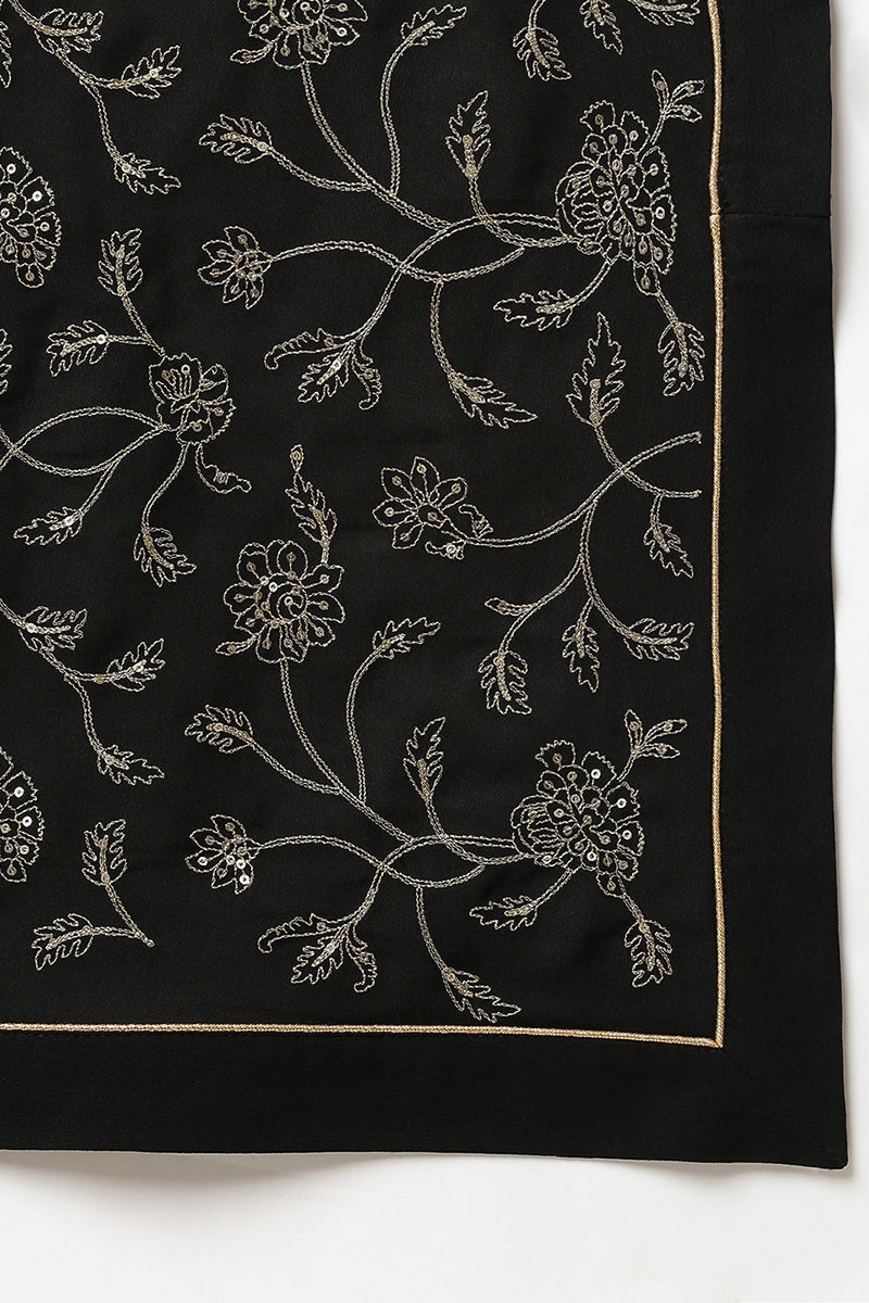 Women's Black Georgette Angrakha Pant With Dupatta