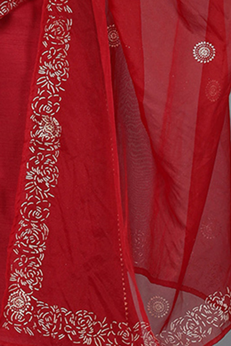 Women's Silk Blend Yoke Design Kurta Pant With Dupatta