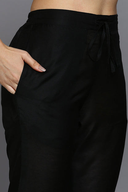 Women's Silk Blend Black Jacquard Straight Kurta Pant With Dupatta