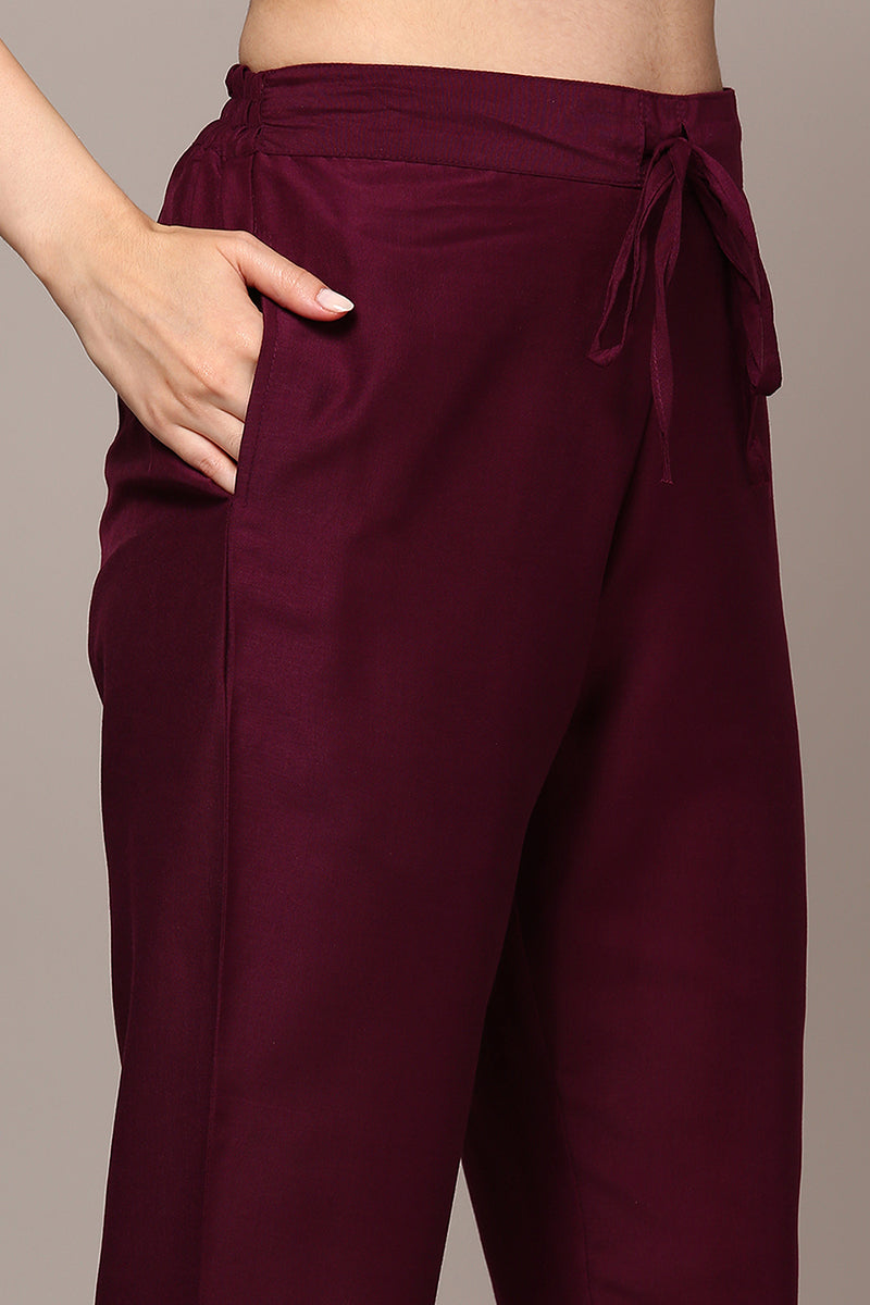 Women's Burgundy Silk Blend Rogan Flared Suit Set