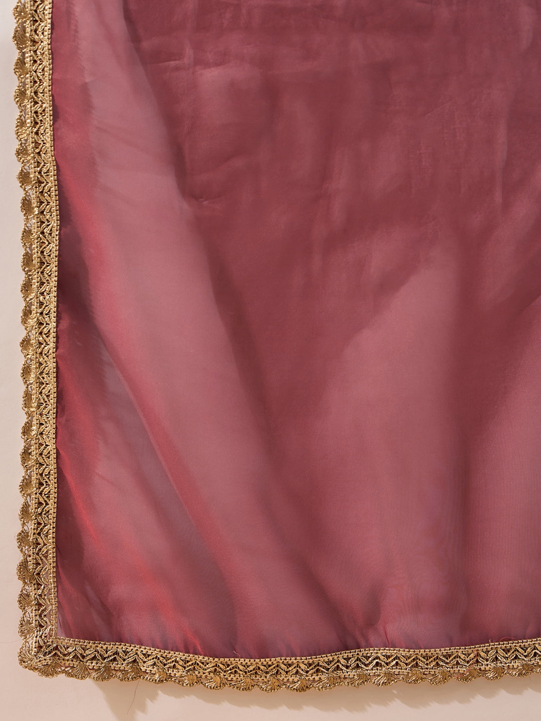 Women's Rust Poly Georgette Solid Embroidered Straight Kurta Pant With Dupatta