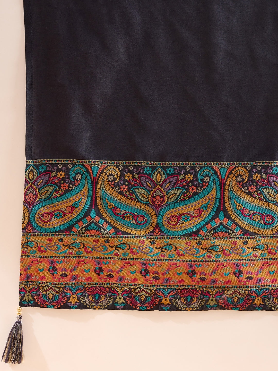 Women's Navy Blue Silk Blend Woven Design Kurta Trouser With Dupatta