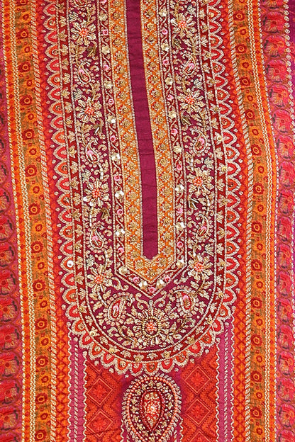 Women's Purple Silk Ethnic Motifs Woven Design Straight Kurta Trouser With Dupatta