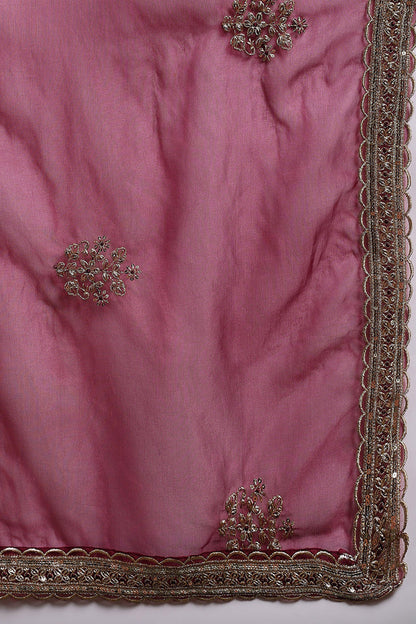 Women's Burgundy Silk Blend Solid Solid Straight Kurta Palazzo With Dupatta