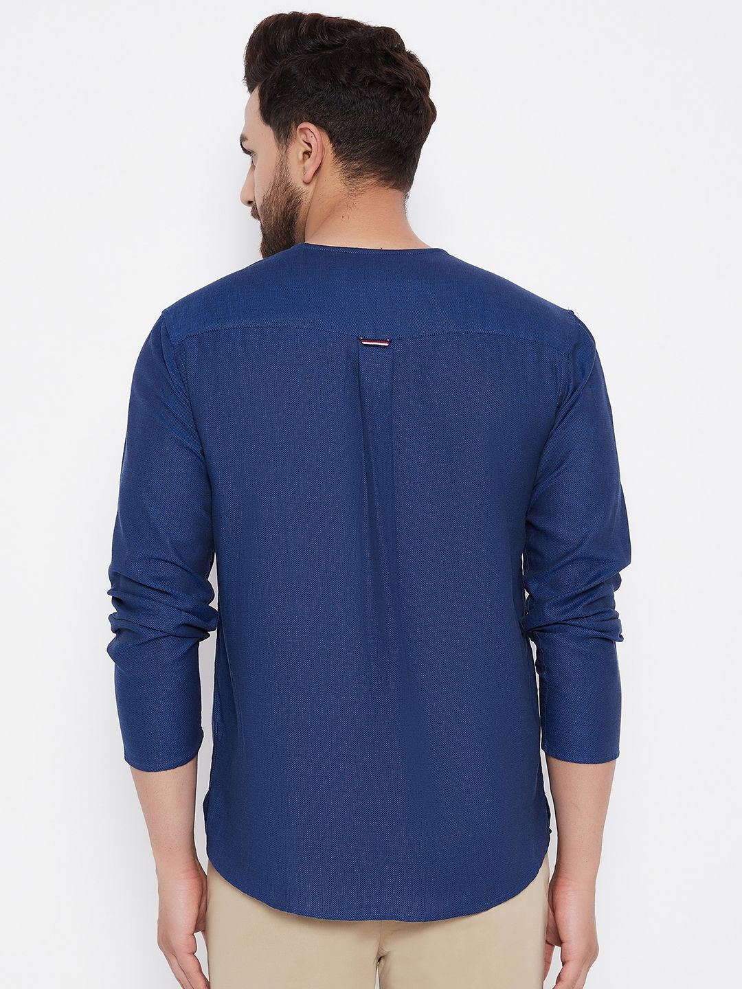 Men's Blue Solid Cotton Kurta1