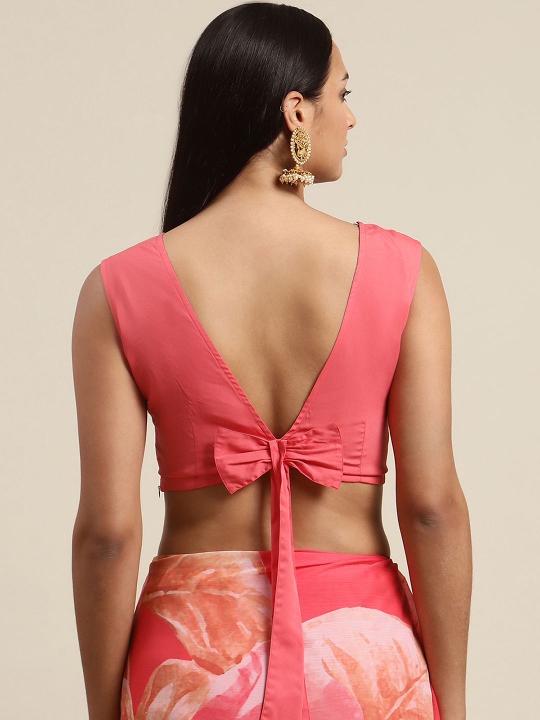 Women's Pink Colour Chiffon Digital Print Floral Saree